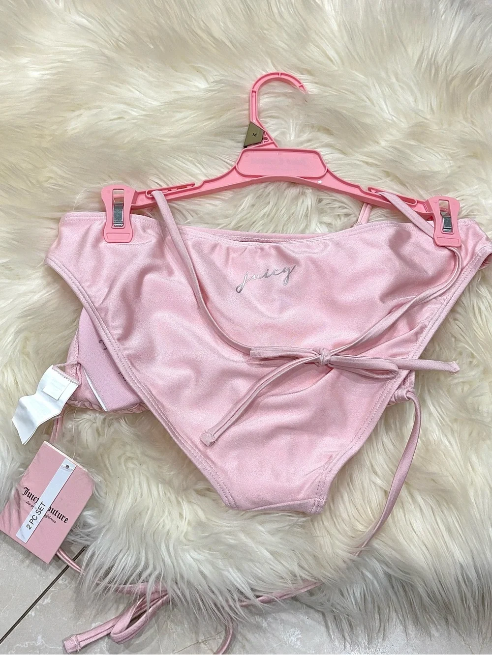 Juicy Couture Light Pink Rhinestone Charm Triangle Bikini